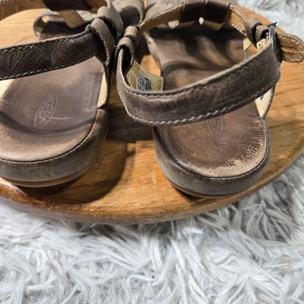 Keen Emerald City Strappy Sandals Womens 9.5 Brown Leather Outdoor Walking Shoes